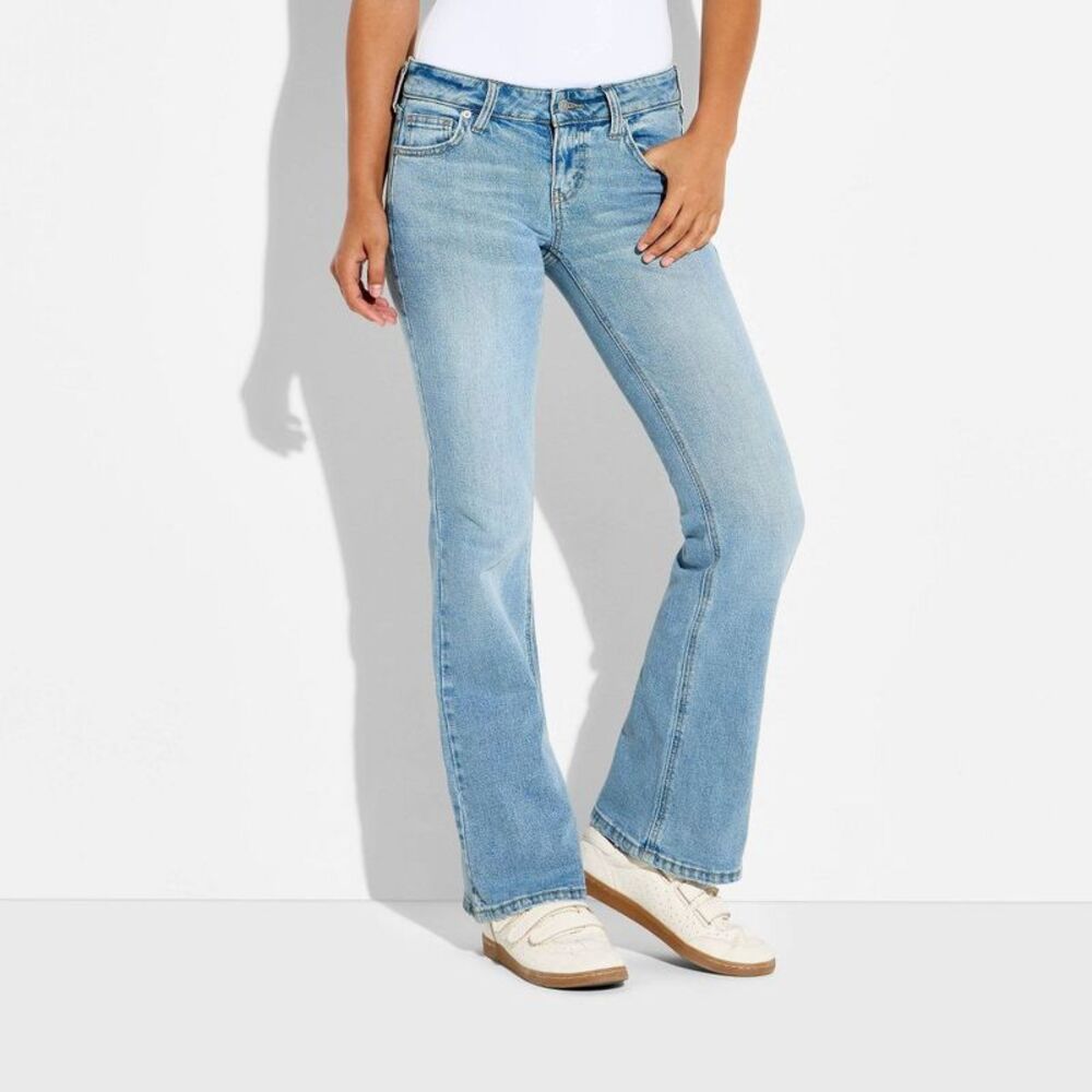 Women's Low-Rise Baby Boot Jeans - Light Blue | Back Pocket Embroidery 6